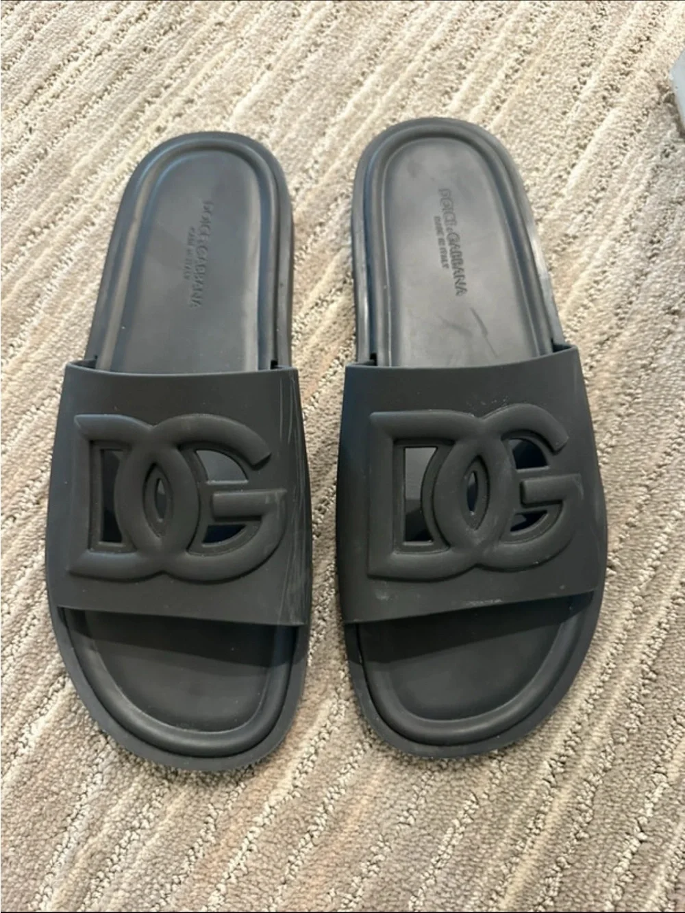 Dolce & Gabbana Black Logo Rubber Slide Sandal